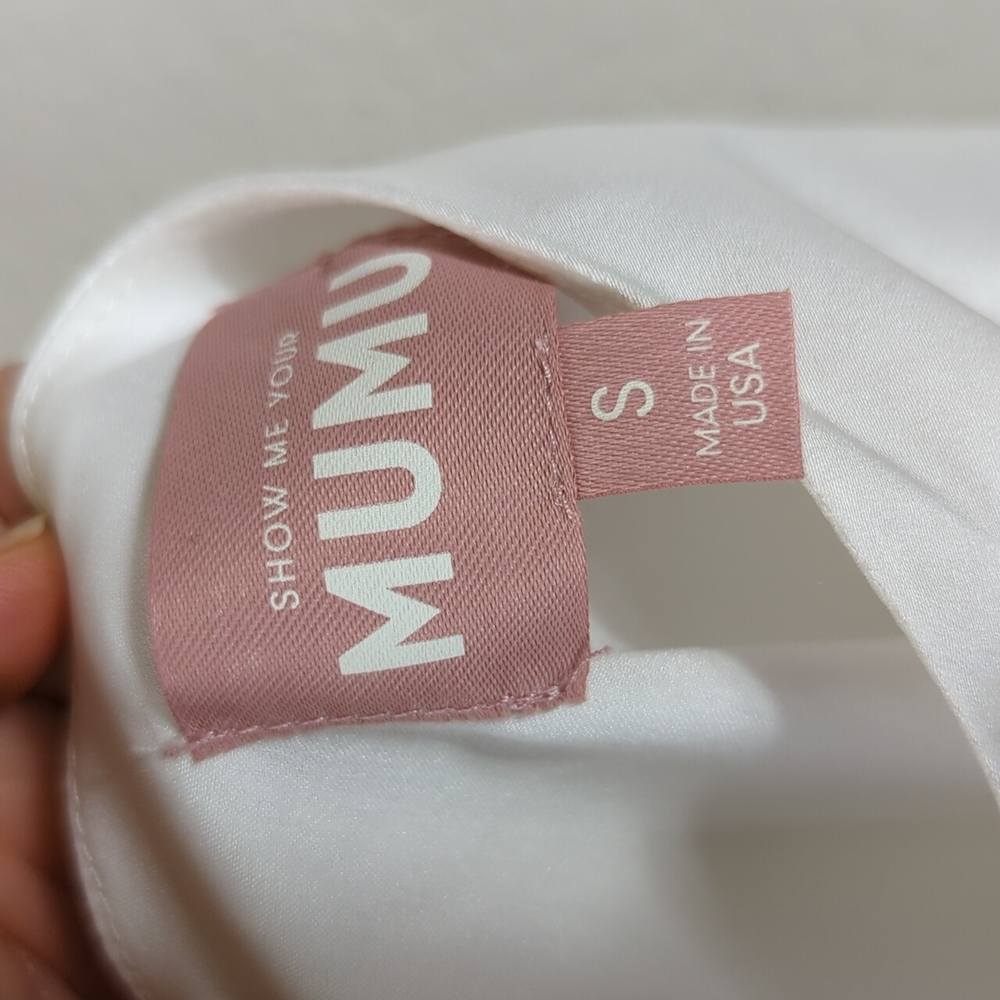 Show Me Your MuMu White Satin Halter Mini Dress - Picture 11 of 14